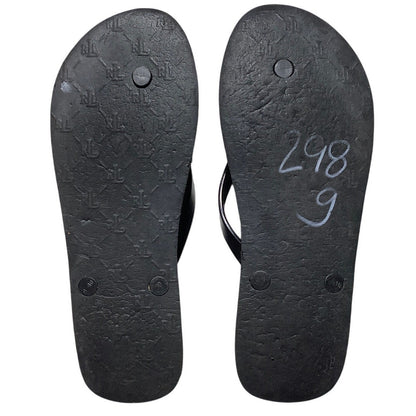 Lauren Ralph Lauren Black Elissa II Flip Flops Women’s 9 —Beach, Coastal, Preppy