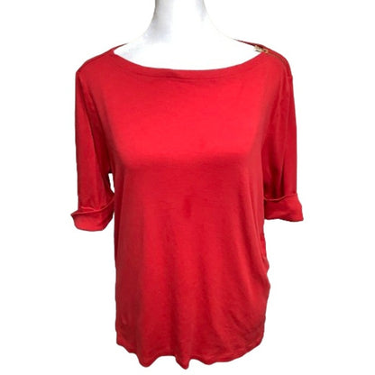 Lauren Ralph Lauren Red Short Sleeve Top 1X Classic, Versatile, Everyday Chic