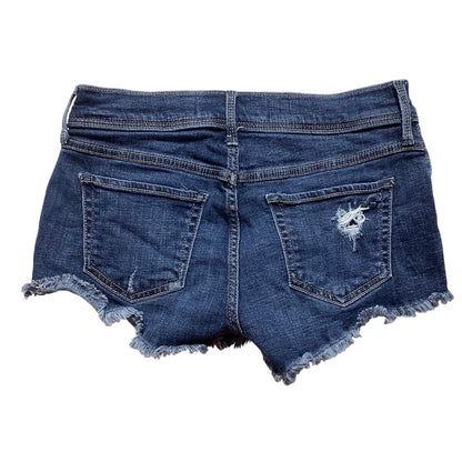 Hollister Distressed Denim Shorts Women’s 3 (26W) – Low Rise, Frayed Hem, Casual