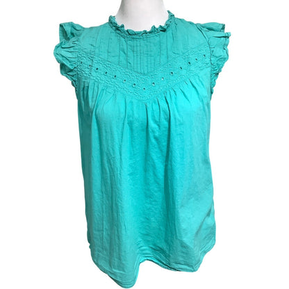 J.Crew Cyan Sleeveless Top w/ Eyelet Embroidery Small- Feminine, Preppy, Casual