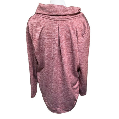 Eddie Bauer Women's Sweatshirt L Red Cowl Neck Loungewear Outdoor Athleisure