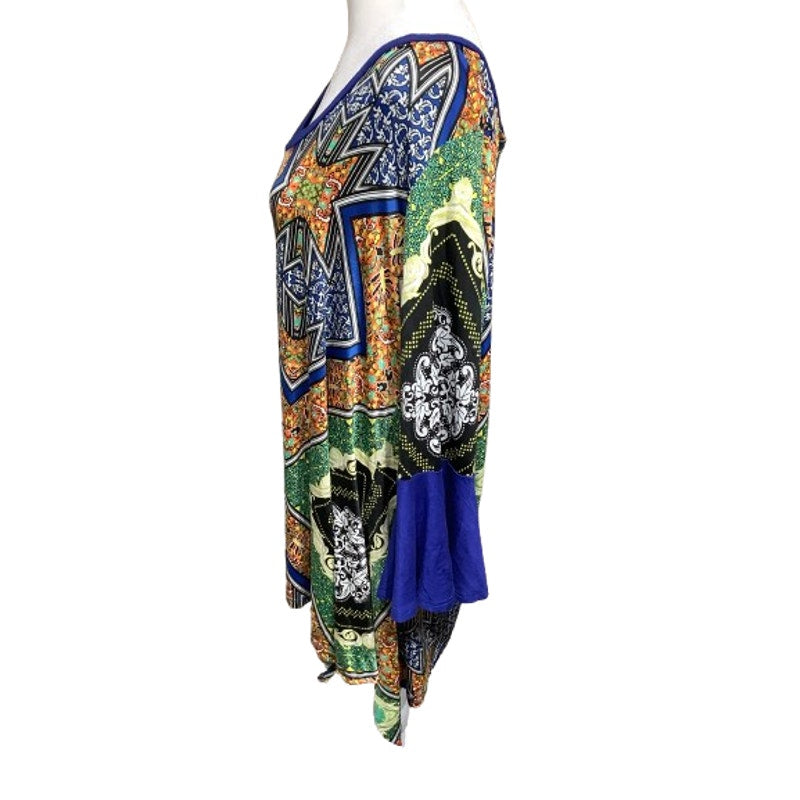 R. Rouge Multicolor Paisley Geometric Long Sleeve Top with Bell Sleeves