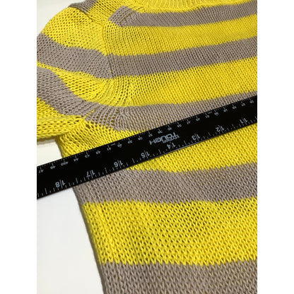 J.Crew Yellow & Tan Striped Sweater - Size Small - Preppy, Casual, Cozy