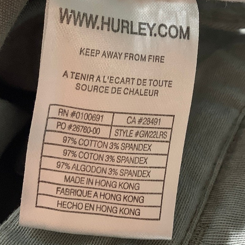 Hurley Chino Shorts Youth Size 3 Light Gray — Casual, Skate, Surf