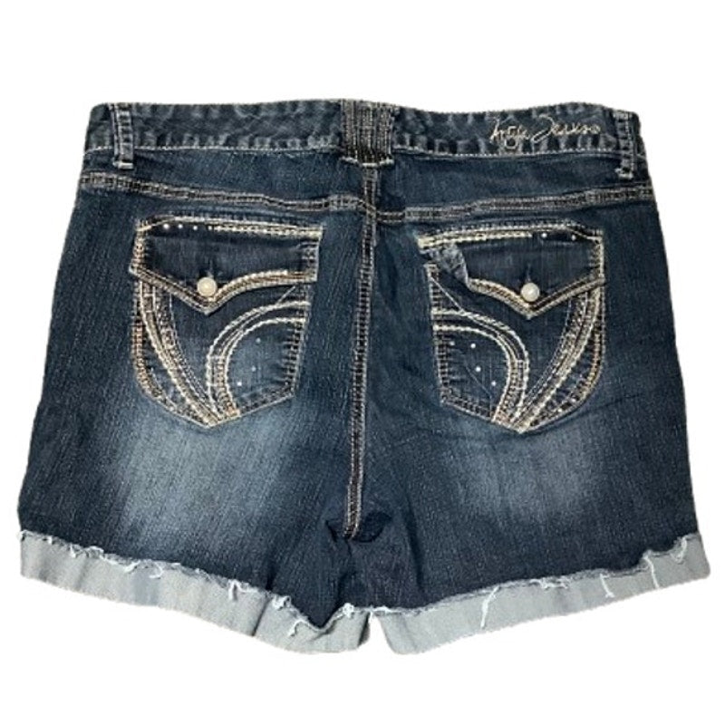 Ariya Jeans 18 Jean Shorts with Embroidered Glitter Pockets - Boho, Glam, Casual