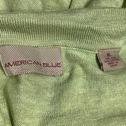 American Blue Mens XL Silk Blend Green Polo Shirt – Minimalist, Casual, Vintage