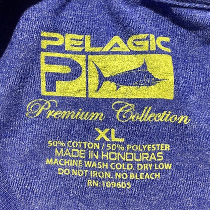 Pelagic Men’s XL Blue Fishing Graphic T-Shirt — Crewneck, Offshore, Fishing