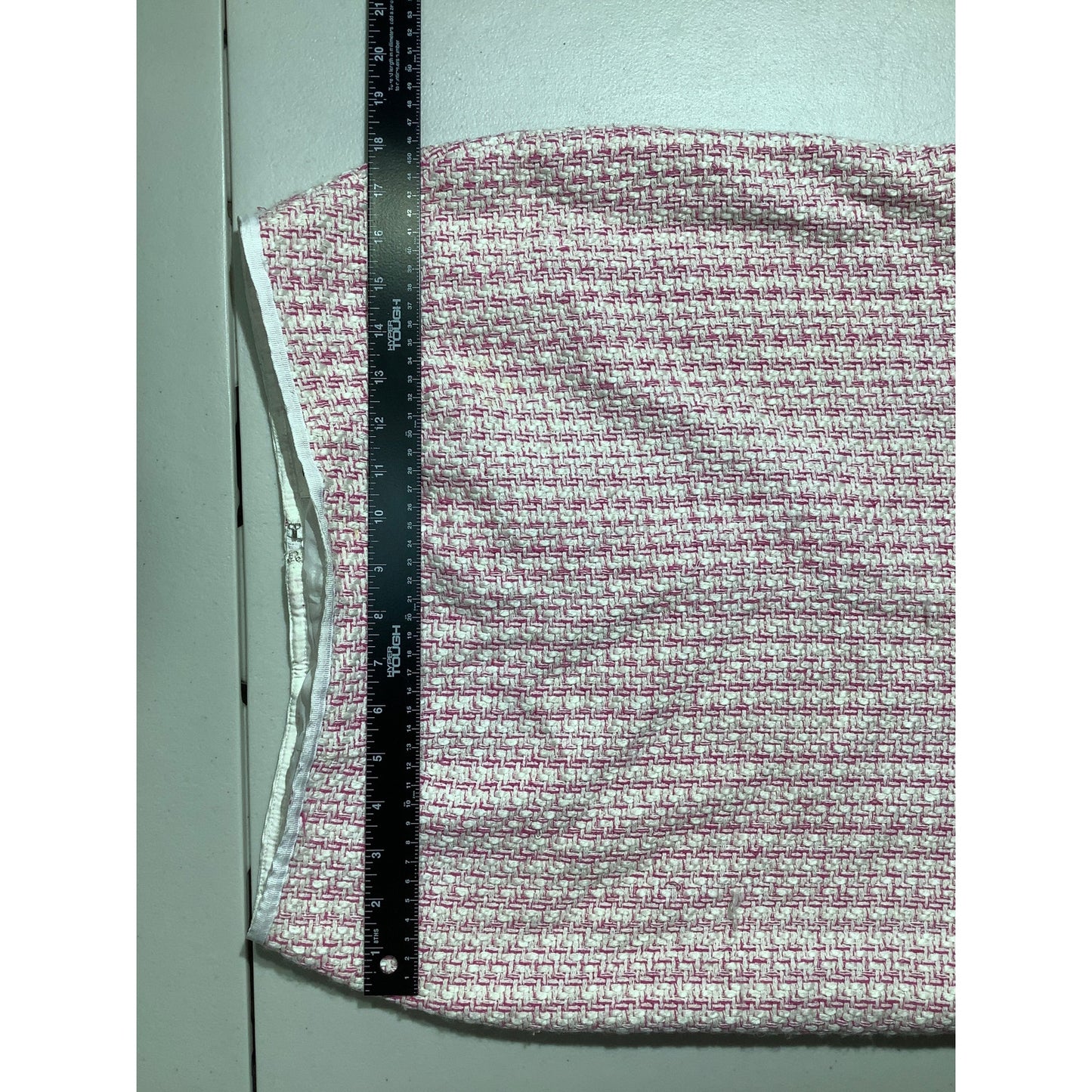 Reba Pink White Tweed Skirt Women’s Size 10 — Silk Blend, Ruffle Hem, Feminine