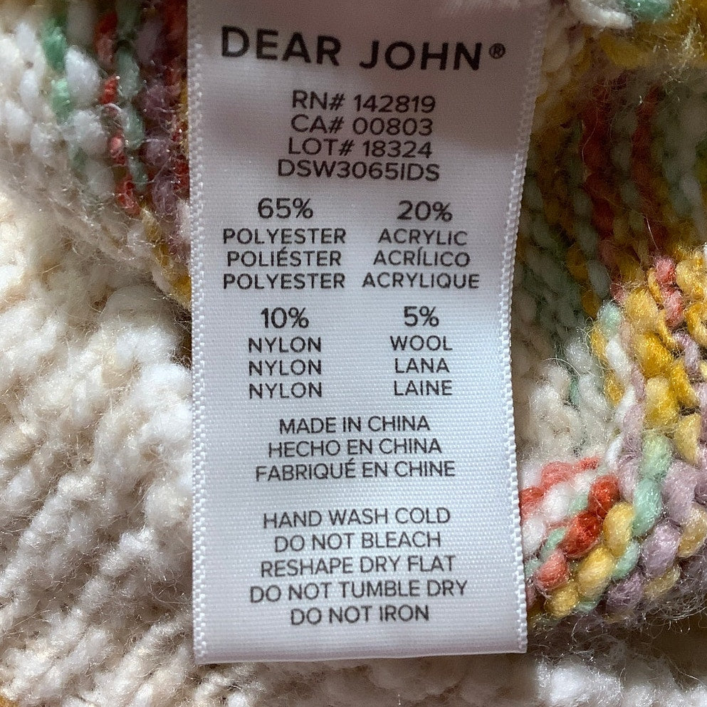 Dear John Cream Multicolor Striped Sweater Women’s XS — Coastal, Boho, Cozy