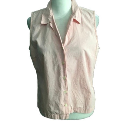 J.Crew Sleeveless Pink Button-Up Shirt Size M – Preppy, Classic, Feminine