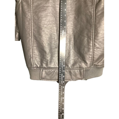 Urban Republic Gray Faux Leather Jacket Boys’ L 14–16 — Moto, Y2K, Streetwear