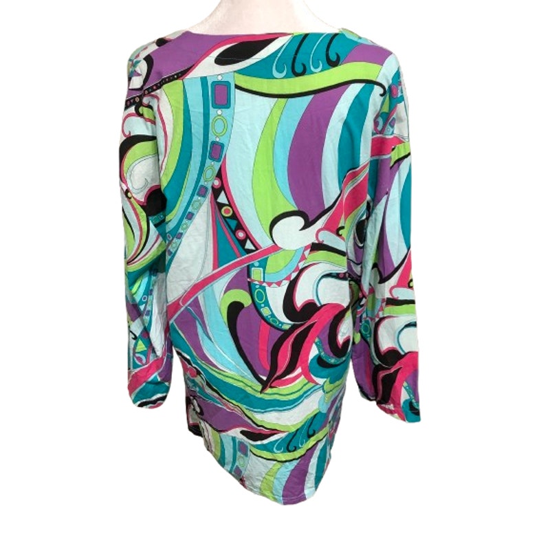 Tracy Negoshian XL Multicolor Long Sleeve Blouse - Artistic, Bold, Creative