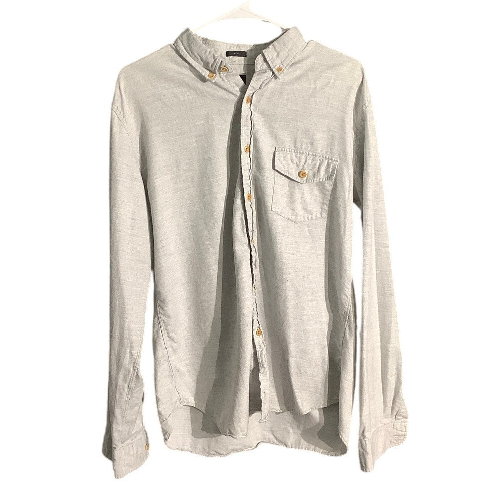 J.Crew Light Gray Button-Down Shirt Men’s Size LG – Casual, Classic, Cotton