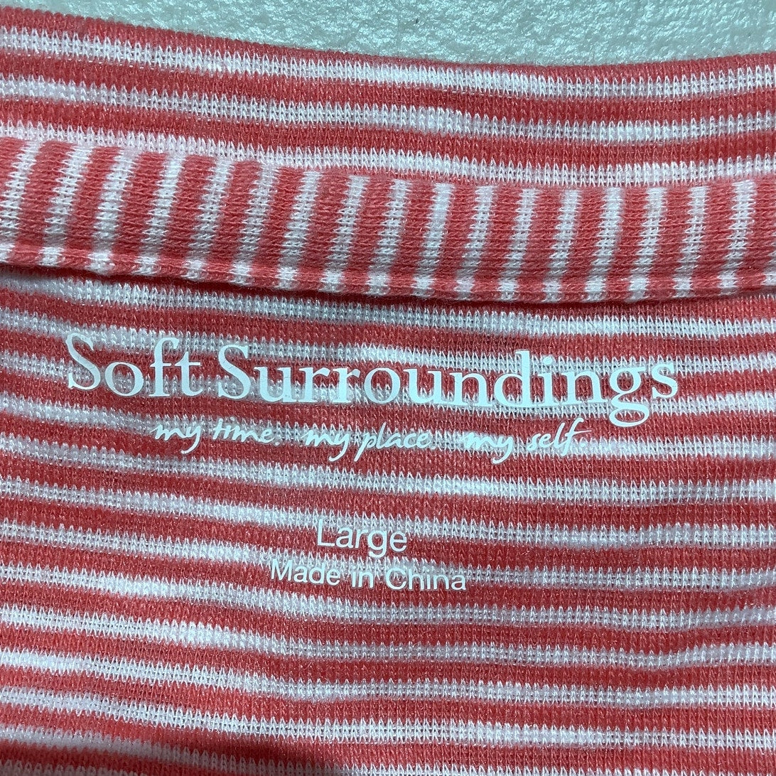 Soft Surroundings Striped Tunic Top Women’s Large — Ruffle Hem, Casual, Boho