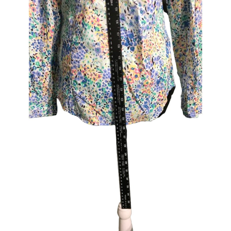 J. Crew Multi-Color Floral Button-Up Shirt Size M- Preppy, Cottagecore, Feminine