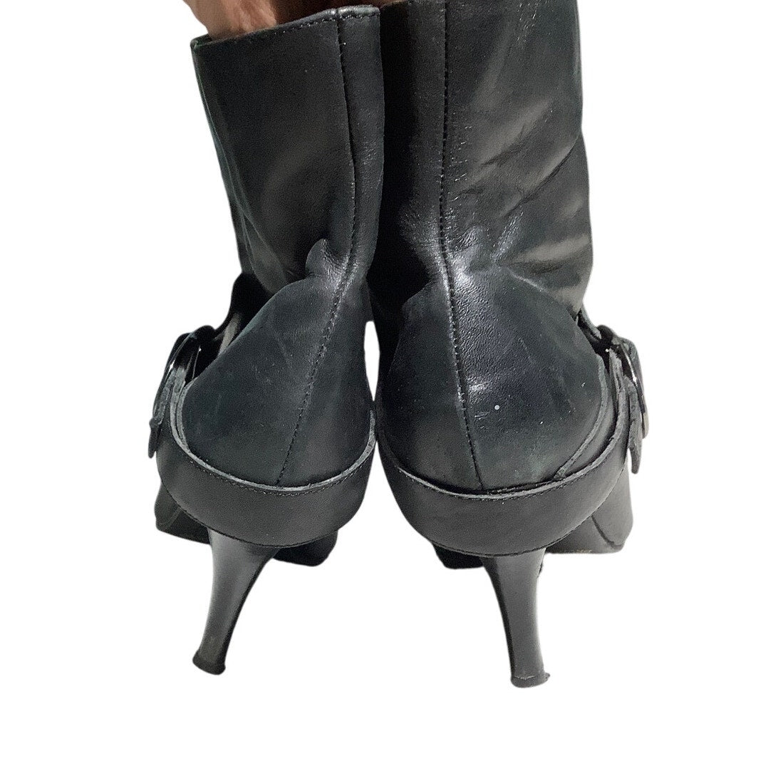 Bruno Valenti Black Leather Ankle Boots Women’s 8.5M — Chic, Dressy, Classic