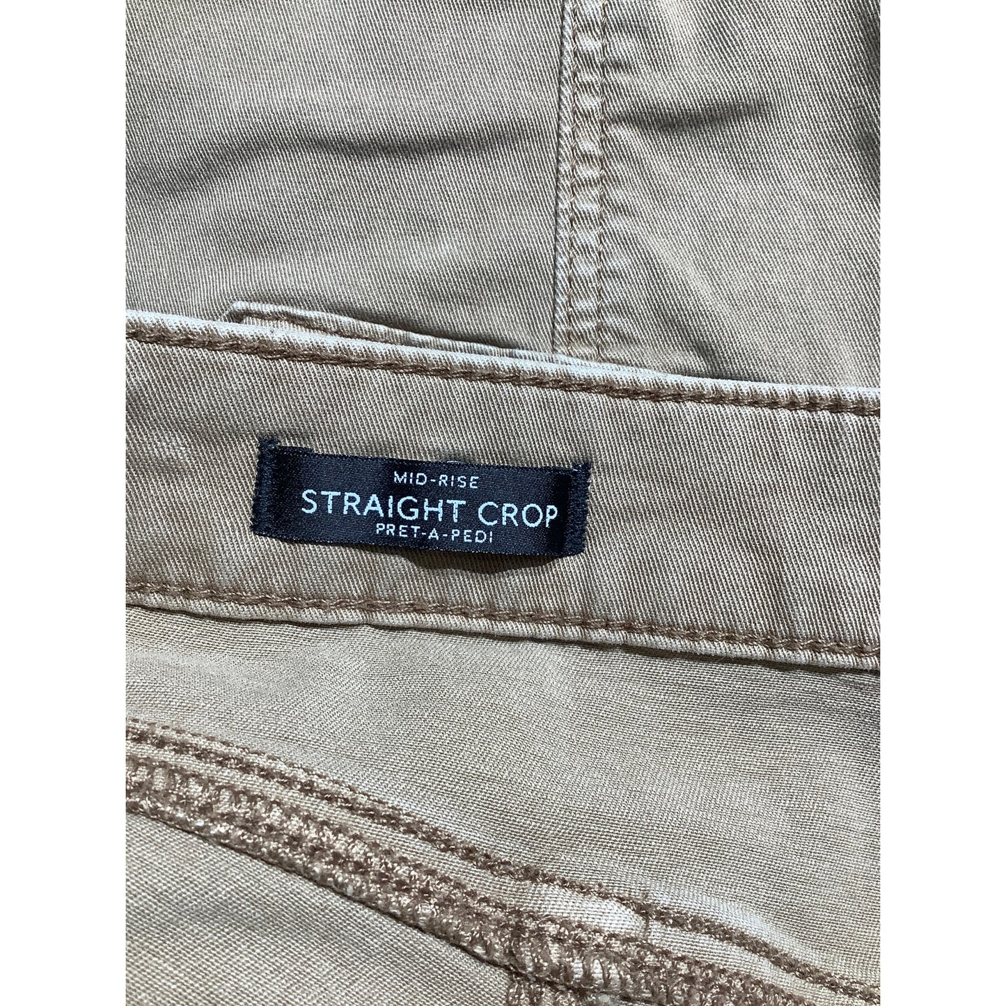 White House Brown Straight Crop Pants Women 4 Long — Mid-Rise, Stretch, Casual