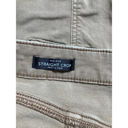 White House Brown Straight Crop Pants Women 4 Long — Mid-Rise, Stretch, Casual