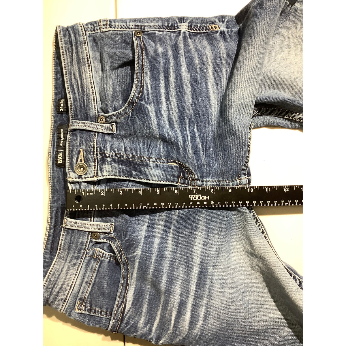 BKE Jake Men’s 34x30 Dark Blue Straight Leg Jeans — Distressed, Western, Casual