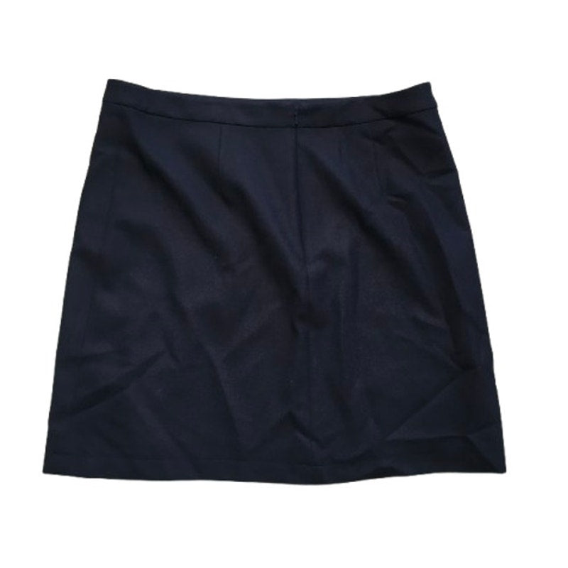 Brooks Brothers Navy Blue Red Fleece Wool Skirt Size 12 - Preppy, Classic, Chic