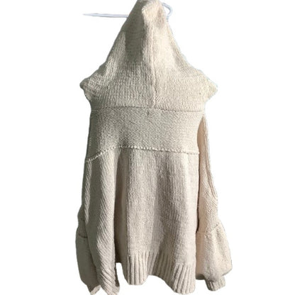 POL Oversized Knit Hoodie Ivory Women’s S/M — Chunky, Cozy, Boho