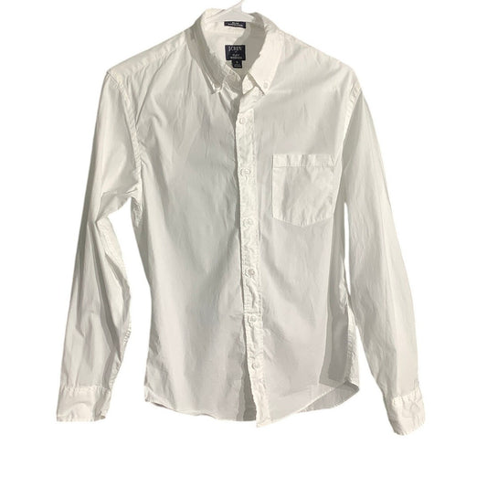 J.Crew Men's White Button-Up Shirt Size Small – Slim Fit, Flex Washed, Untucked