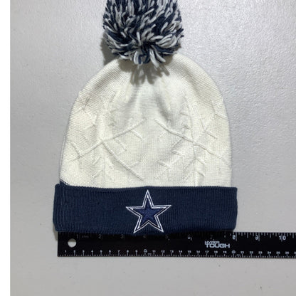 NFL Dallas Cowboys Off-White Navy Pom Beanie One Size — Retro, Football, Fanwear