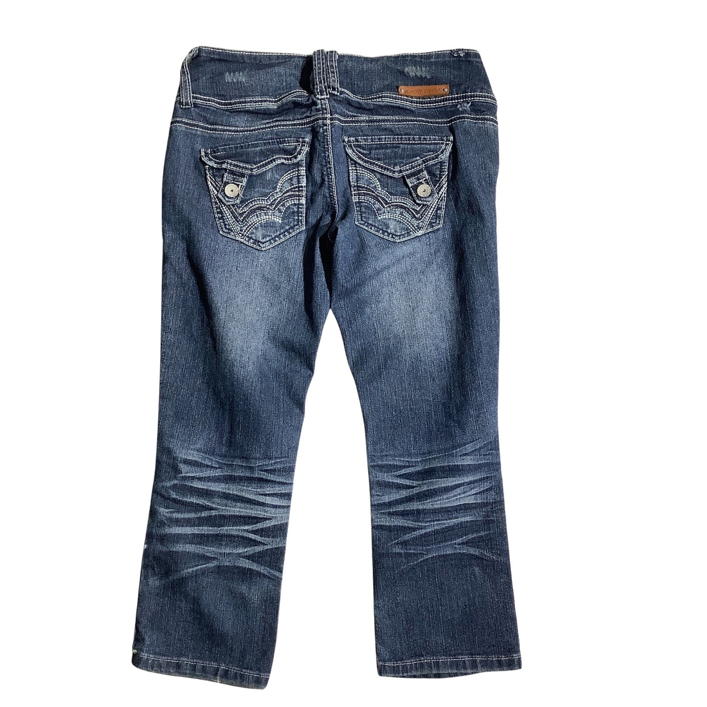 Almost Famous Distressed Denim Capris Kids – Capri, Distressed, Embellished
