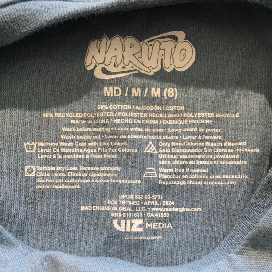 Viz Media Light Blue Child Size M 8 Naruto T-Shirt - Anime, Streetwear, Graphic