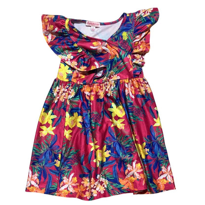 Tommy Bahama Toddler Floral Dress Size 3T — Ruffle Sleeve, Tropical, Vacation