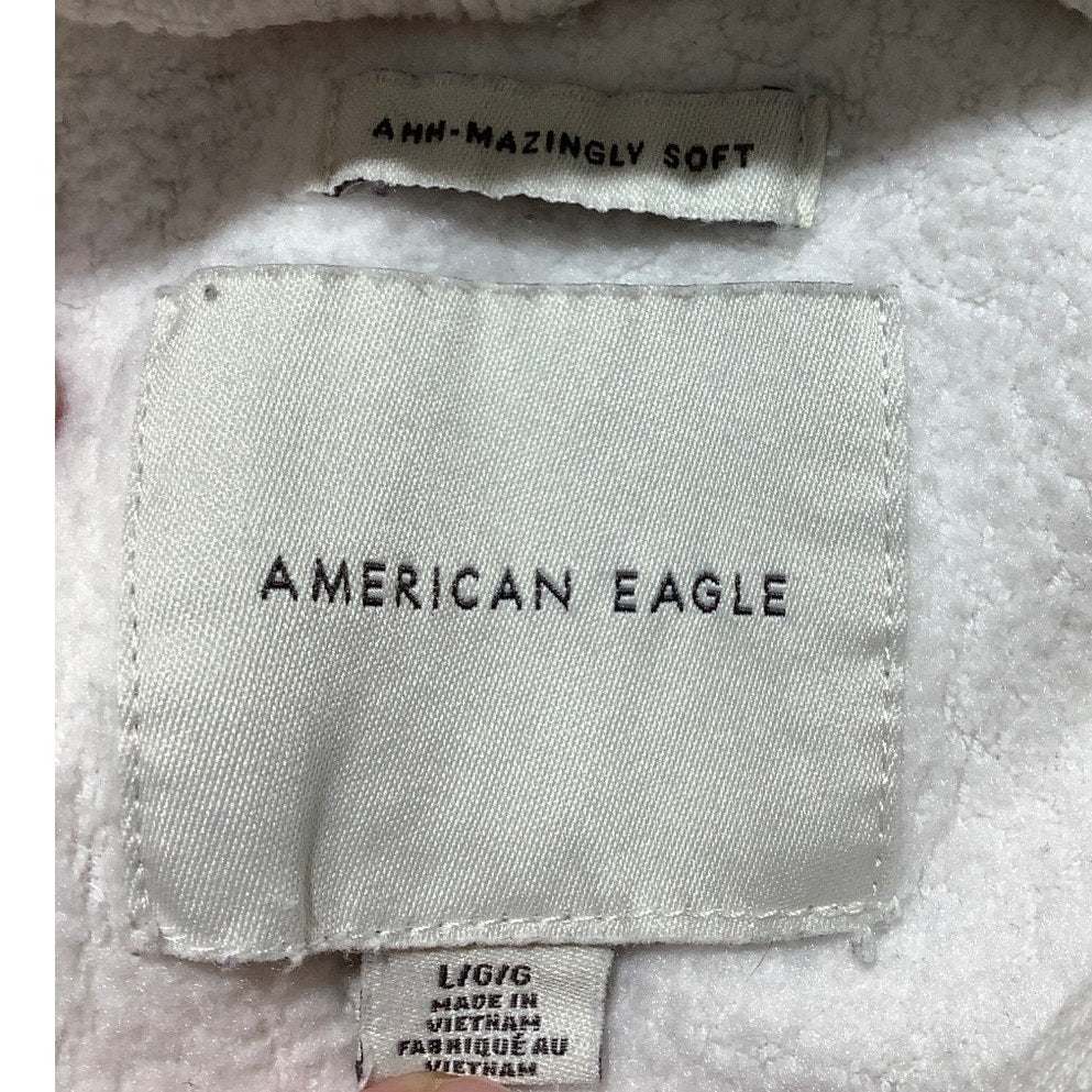 American Eagle California LA Hoodie White Women’s Large — Cropped, Cozy, Graphic