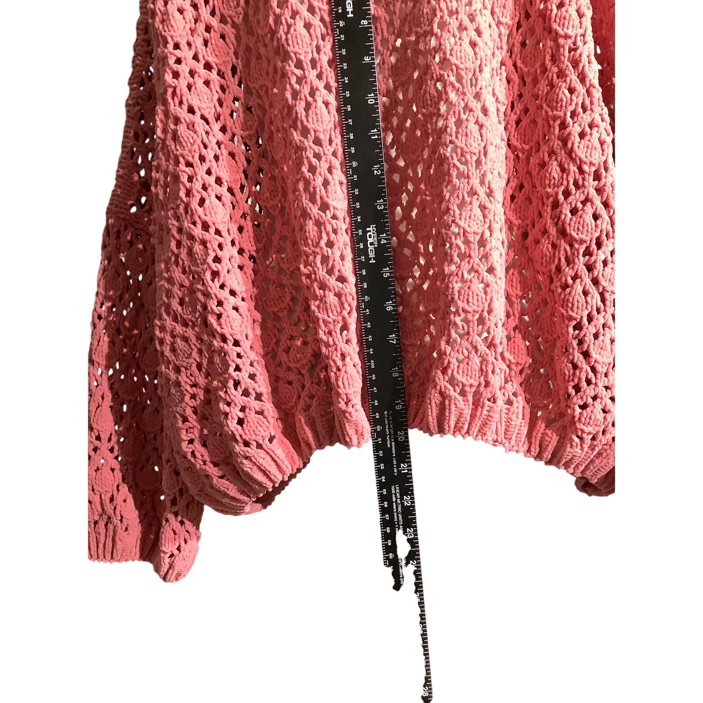 POL Pink Crochet Knit Sweater Women’s Size S/M — Boho, Lightweight, Oversized