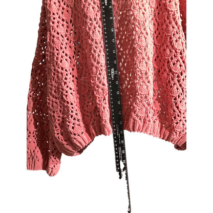 POL Pink Crochet Knit Sweater Women’s Size S/M — Boho, Lightweight, Oversized