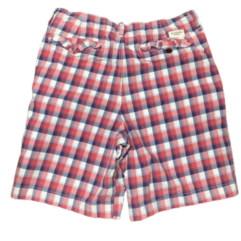 Abercrombie & Fitch Men's Red/White/Blue Plaid Shorts 34 Vintage Preppy Classic