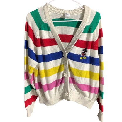 Disney Mickey Mouse Cardigan Sweater Girls XL (14–16) — Playful, Cozy, Retro