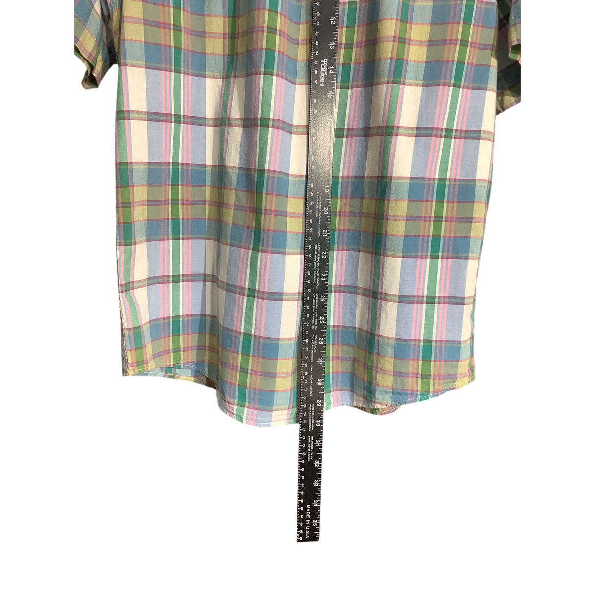Lands' End Men's M Multicolor Pastel 100% Cotton Short Sleeve Button Down