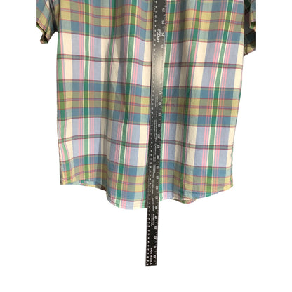 Lands' End Men's M Multicolor Pastel 100% Cotton Short Sleeve Button Down