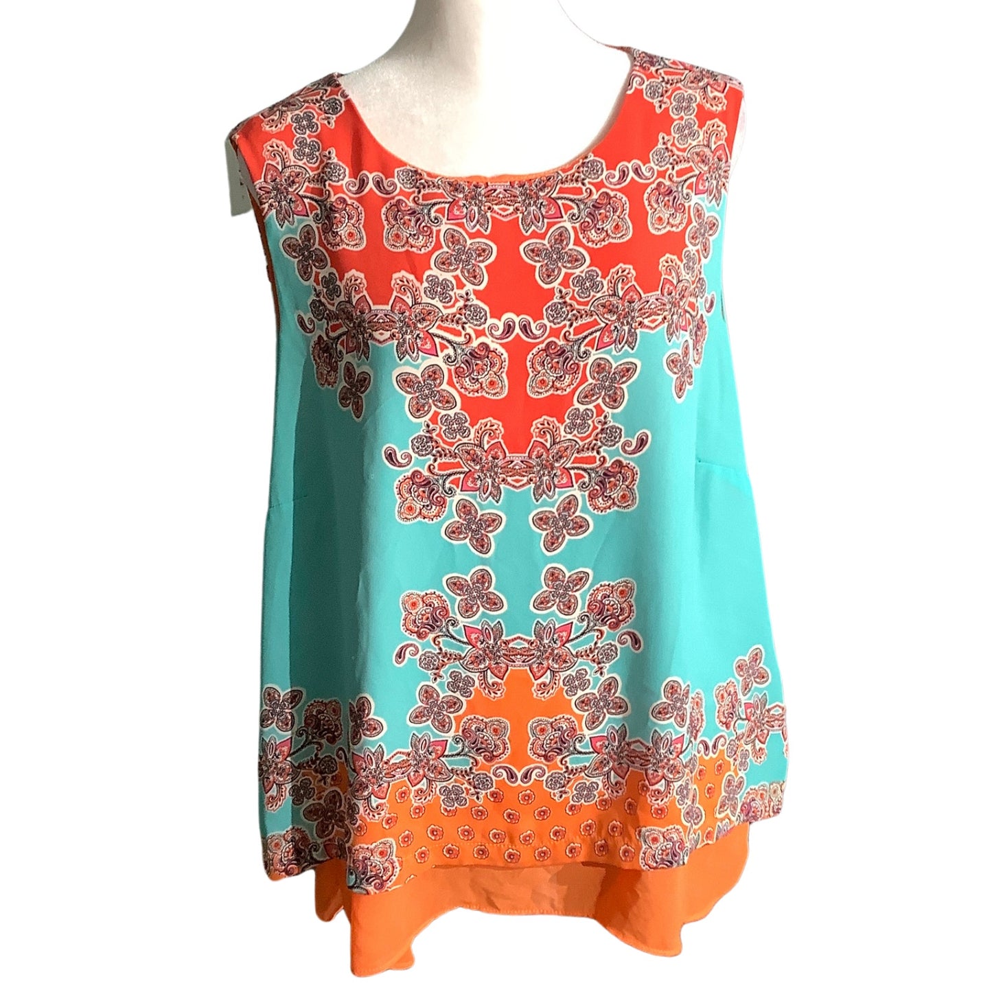 Rose & Olive Floral Tank Blouse Women’s Size Large — Boho, Lightweight, Colorful