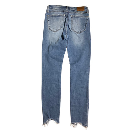 Lucky Brand Ava Skinny Jeans Women 0 — Distressed, Raw Hem, Stretch