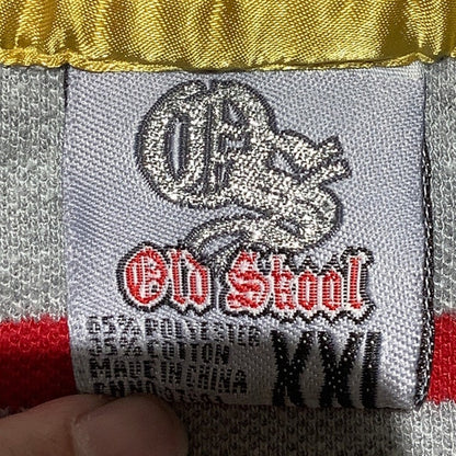 Old Skool Men’s XXL Gray Gold Red Striped Short Sleeve Polo — Retro, Y2K, Preppy