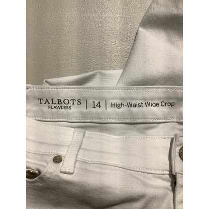Talbots White Wide Crop Pants Women’s 14 — High Waist, Casual, Flawless Fit