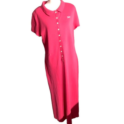 Talbots Polo Maxi Dress, Hot Pink, Women’s LG — Polo Collar, Summer, Casual