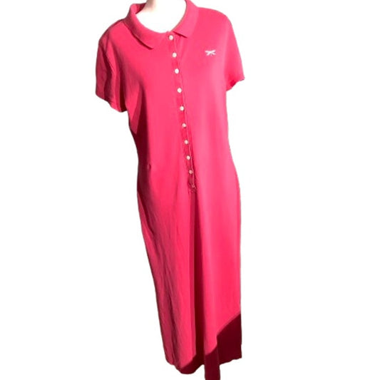 Talbots Polo Maxi Dress, Hot Pink, Women’s LG — Polo Collar, Summer, Casual