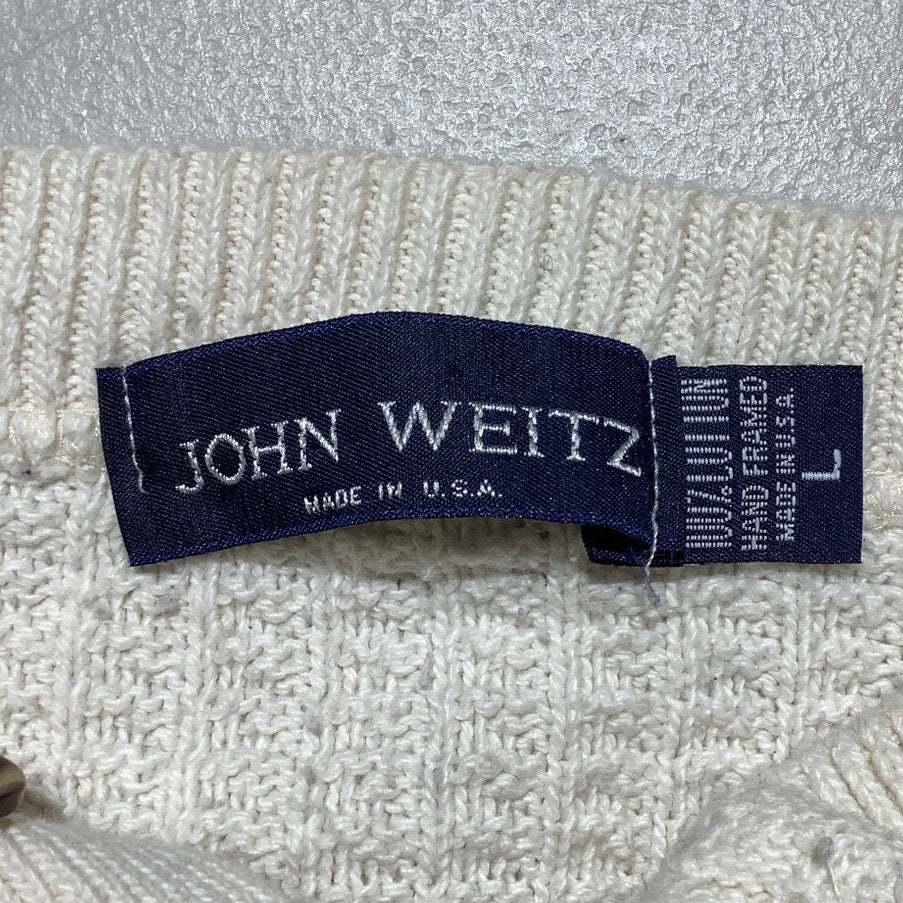 John Weitz Ivory Knit Sweater Men’s L 100% Cotton — Classic, Minimalist, Casual