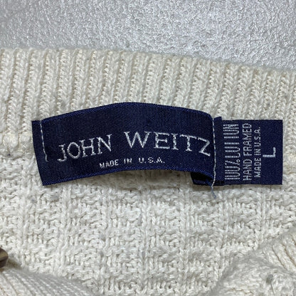 John Weitz Ivory Knit Sweater Men’s L 100% Cotton — Classic, Minimalist, Casual