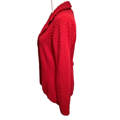 Norm Thompson Red Merino Wool Blend Cardigan Small - Classic, Cozy, Timeless