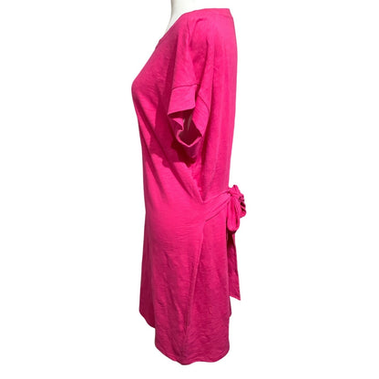 J.Crew Hot Pink Tie Waist Dress Size L - Feminine, Casual, Chic