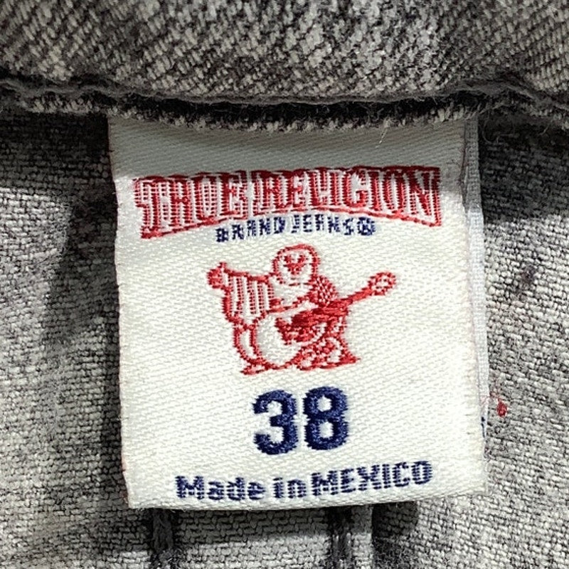 True Religion Gray Moto Jeans Size 38 – Streetwear, Grunge, Distressed FLAW