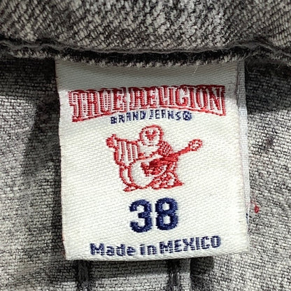 True Religion Gray Moto Jeans Size 38 – Streetwear, Grunge, Distressed FLAW