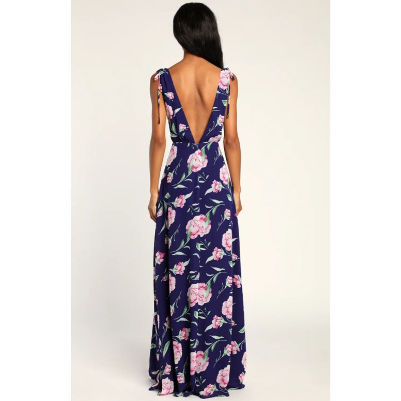 Lulus Floral Maxi Dress Women’s Size Small – Purple, Sleeveless, V-Neck